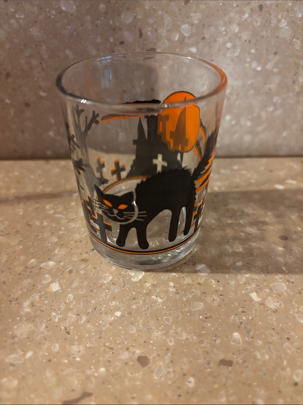 Halloween Black Cat Shot Glass/ Votive Candle Holder.